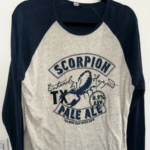 Scorpion Pale Ale Women's Blue and white  Long Sleeve Raglan Shirt Size L